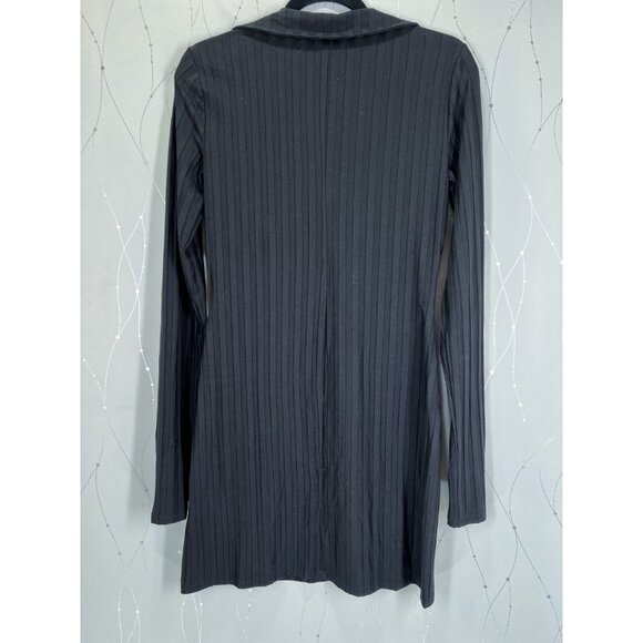 NWT Reformation Vittoria Black Ribbed Long Sleeve Collar Mini Dress $128 - Picture 8 of 14
